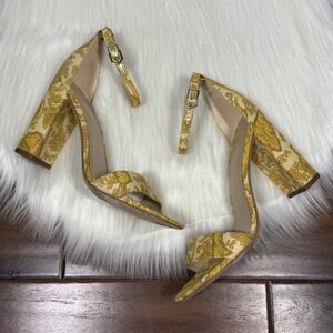 Sam Edelman Women's Size 7.5 M Floral Print Yaro Ankle Strap Heeled Sandals‎